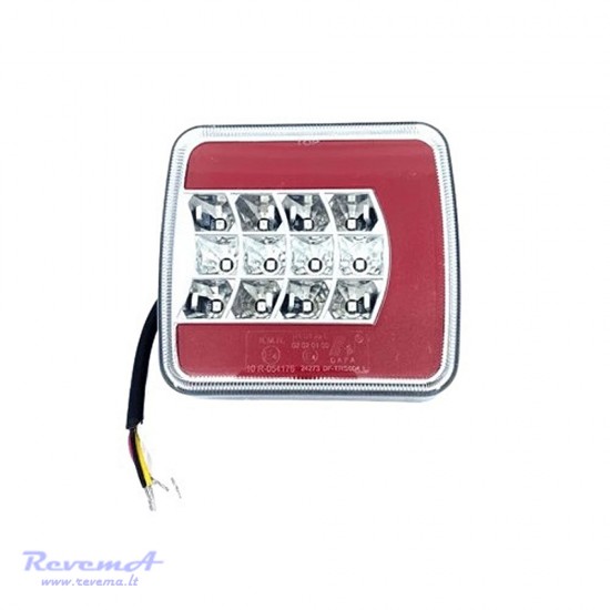 Galinis LED žibintas 4 funkcijų L1844 12/24V 25 LED prisukamas su varžtais 107 x 99 x 35 mm kairė