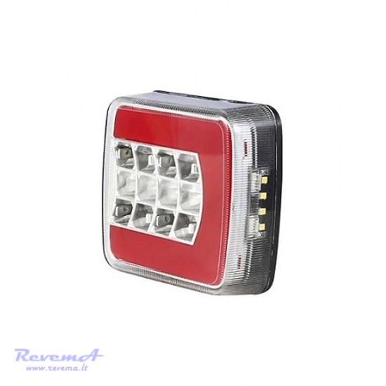 Galinis LED žibintas 4 funkcijų L1844 12/24V 25 LED prisukamas su varžtais 107 x 99 x 35 mm kairė
