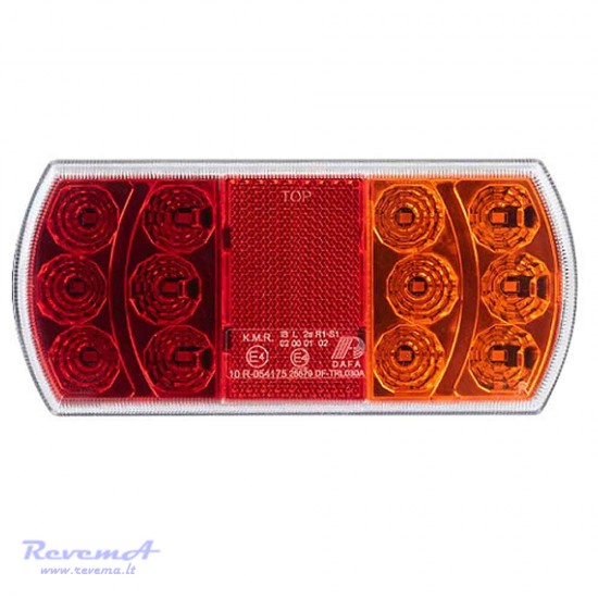 Galinis LED žibintas 4 funkcijų L1847 12/24V 15 LED prisukamas su varžtais 165 x 80 x 35 mm dešinė