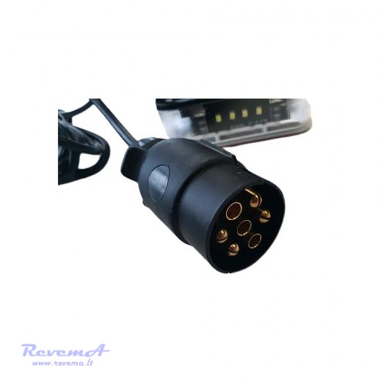 Priekabos galiniai LED žibintai su trikampiais atšvaitais 4 funkcijų L1856 su plastikiniu kištuku 12V 7 kont. 7,5 m su magnetu 106 x 99 x 37 mm (komplektas 2 vnt.)