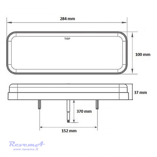 Galinis LED žibintas 5 funkcijų L1871 12/24V su dinaminiu posūkiu prisukamas su varžtais 284 x 100 x 37 mm kairė
