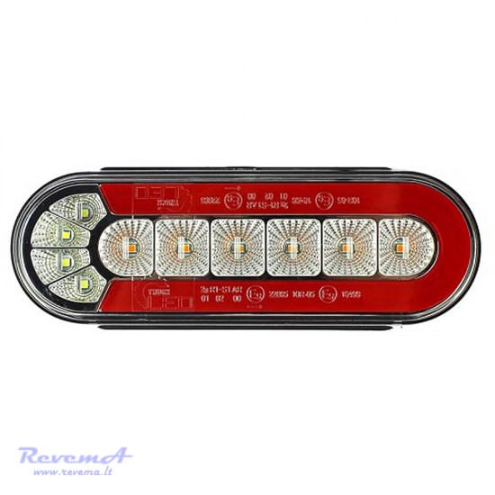Galinis LED žibintas 4 funkcijų L1873 12/24V 31 LED su dinaminiu posūkiu prisukamas su varžtais 165 x 58 x 25 mm