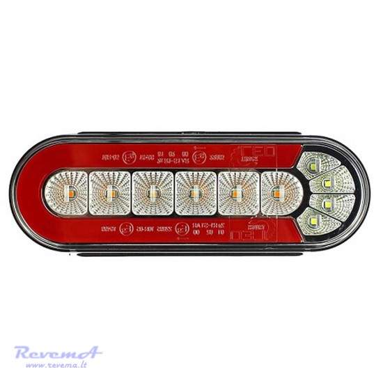 Galinis LED žibintas 4 funkcijų L1873 12/24V 31 LED su dinaminiu posūkiu prisukamas su varžtais 165 x 58 x 25 mm