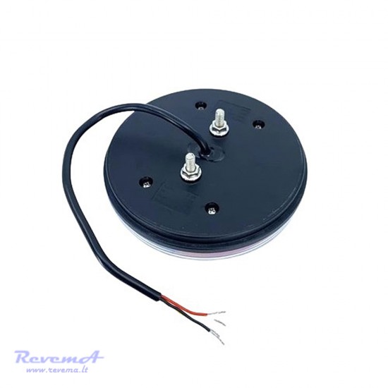 Galinis LED žibintas 3 funkcijų L1909 12/24V apvalus su dinaminiu posūkiu prisukamas su varžtais 139 x 139 x 29 mm