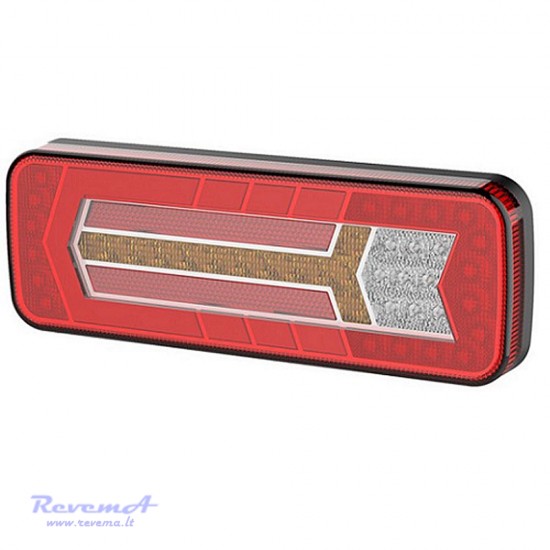 Galinis LED žibintas 5 funkcijų L1913 12/24V su dinaminiu posūkiu prisukamas su varžtais 284 x 100 x 38 mm