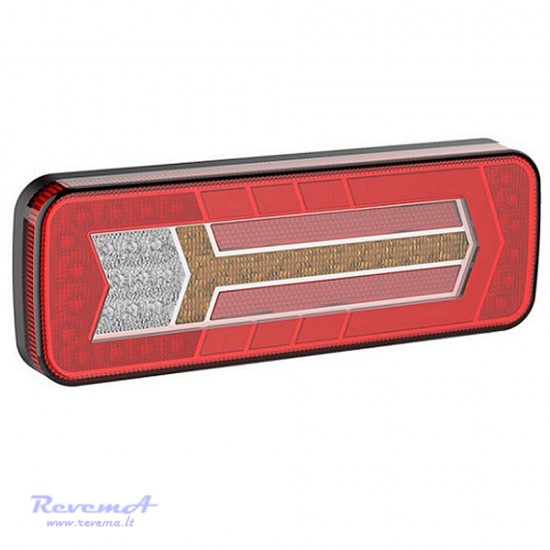 Galinis LED žibintas 5 funkcijų L1913 12/24V su dinaminiu posūkiu prisukamas su varžtais 284 x 100 x 38 mm
