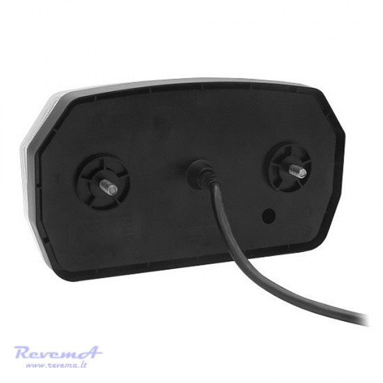 Galinis LED žibintas 5 funkcijų L1957 12/24V 74 LED su trikampiu atšvaitu prisukamas su varžtais 250 x 140 x 44 mm kairė