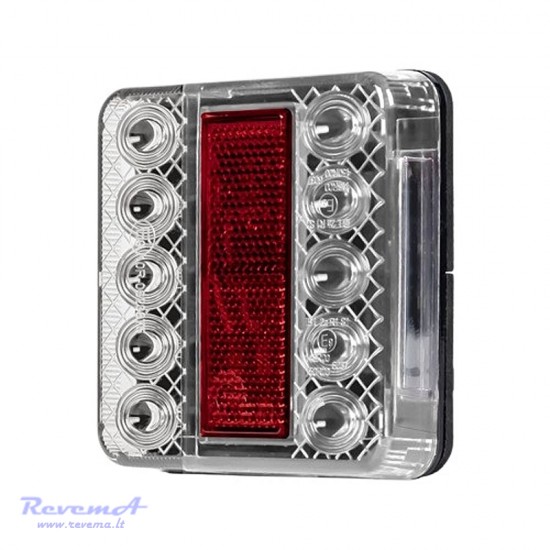 Galinis LED žibintas 4 funkcijų L1964 12/24V 14 LED prisukamas su varžtais 100 x 100 x 20 mm