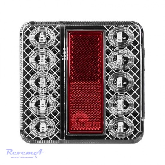 Galinis LED žibintas 4 funkcijų L1964 12/24V 14 LED prisukamas su varžtais 100 x 100 x 20 mm