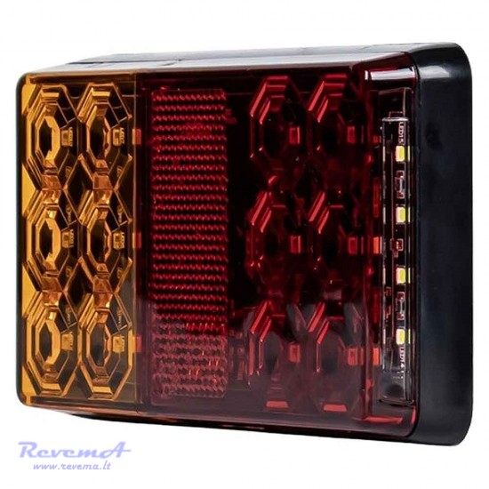 Galinis LED žibintas 3 funkcijų L2501 12/24V 16 LED prisukamas su varžtais 150 x 80 x 22 mm
