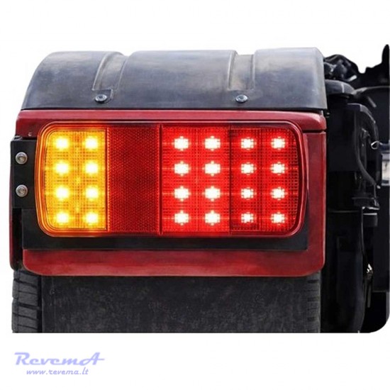 Galinis LED žibintas 3 funkcijų L2505 12/24V 24 LED prisukamas su varžtais 220 x 100 x 30 mm