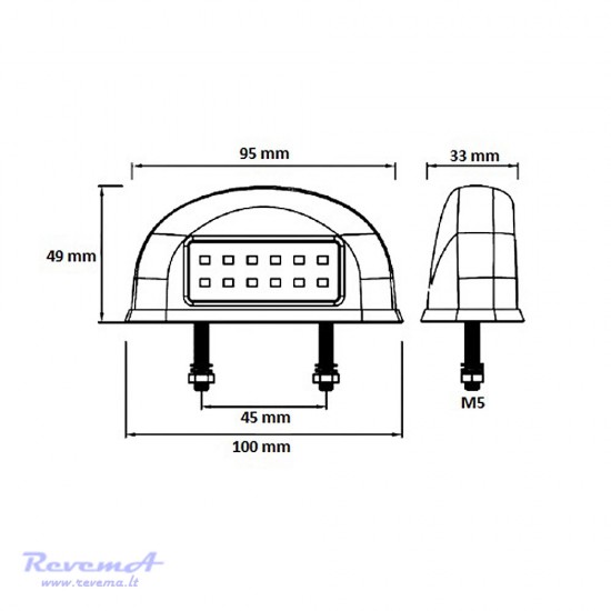 Numerio apšvietimo LED žibintas L1894 12/24V 12 LED prisukamas su varžtais 100 x 49 x 33 mm 