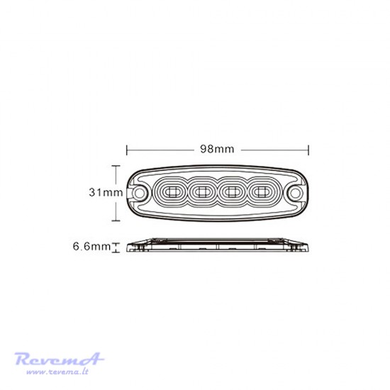 Švyturėlis - žibintas 4 LED 12/24V 98 x 31 mm